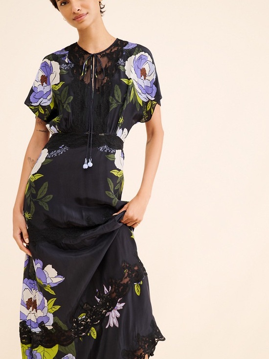 FARM Rio Dresses & Skirts - $298 Farm Rio Black floral Lace Maxi Dress Size Medium M *missing Slip*